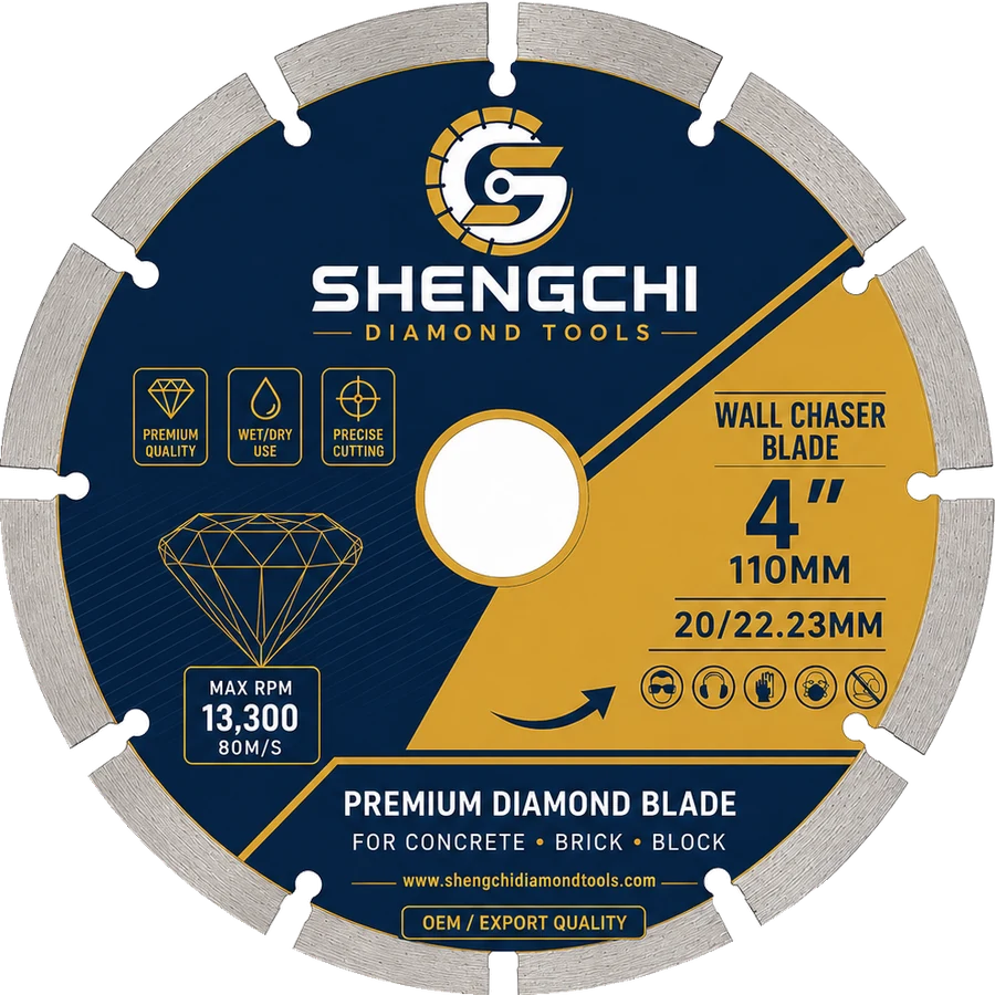 Wall chaser blade for concrete and brick cutting